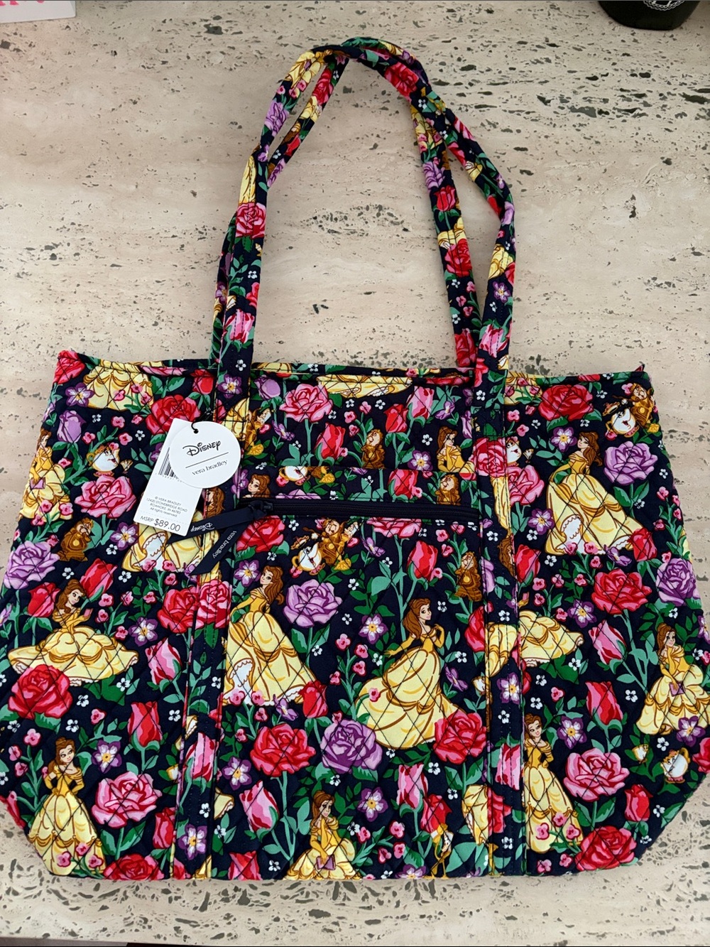 Vera Bradley X Disney Vera Tote Belle Rose Meadow